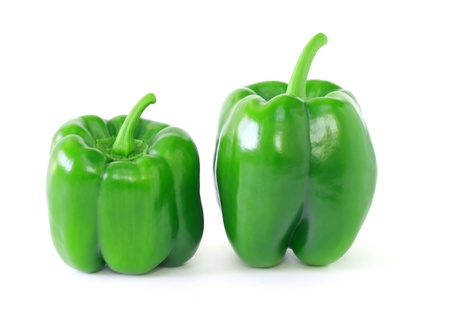 Two Green Bell Peppersの写真素材
