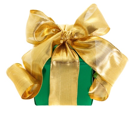 Green gift boxの写真素材