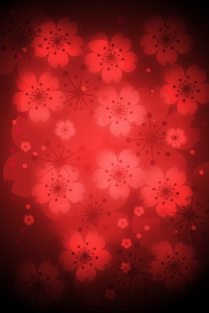 Red colored cherry blossoms backgroundの写真素材