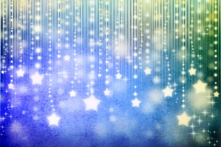 Stars on blue abstract lights background in vintage styleの写真素材