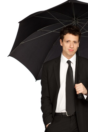 Portrait of a Young Stylish Business Man with Umbrellaの写真素材