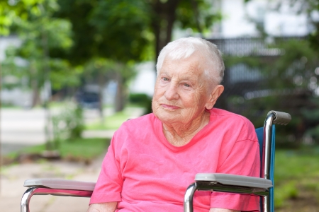 Senior Woman in a Wheelchairの写真素材