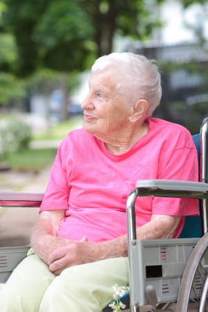 Senior Woman in a Wheelchairの写真素材