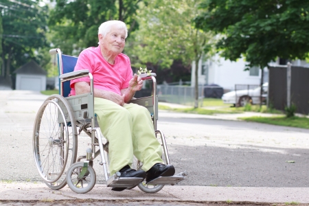 Senior Woman in a Wheelchairの写真素材