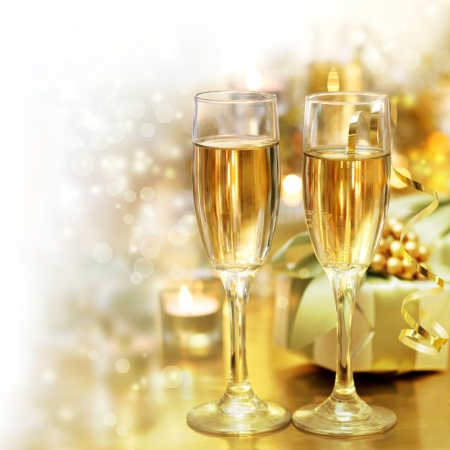 shining champagne classes with fade to white copy spaceの写真素材