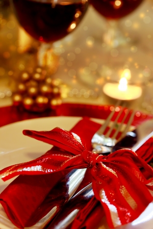 Decorated Christmas Dinner Table Setting の写真素材