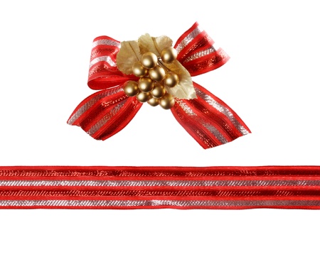 Red Bow and Ribbon on White Backgroundの写真素材