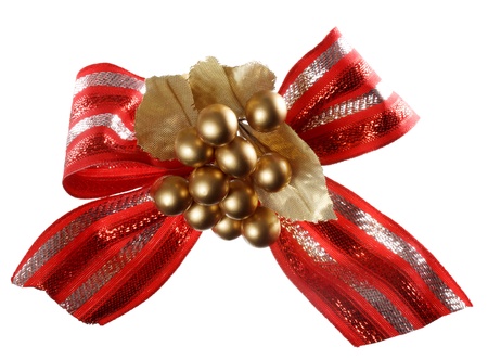 Stripes Red Bow on White Backgroundの写真素材