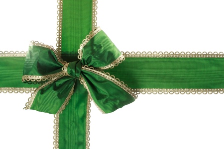 Green Bow and Ribbon on White Backgroundの写真素材