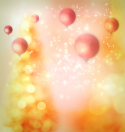 Orange balloons over soft lights backgroundの写真素材