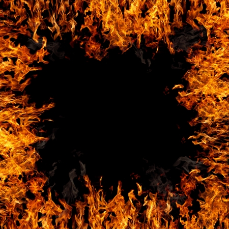 Border of fire on black backgroundの写真素材