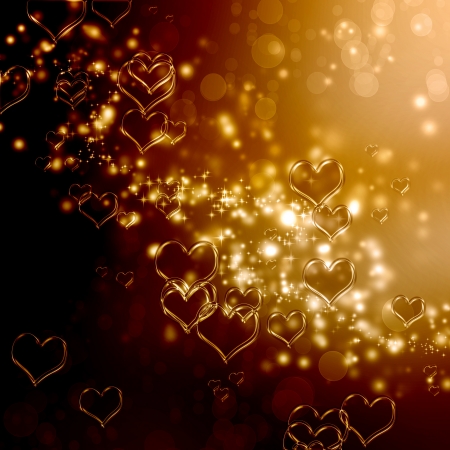Clear shiny hearts background (gold and brown)の写真素材