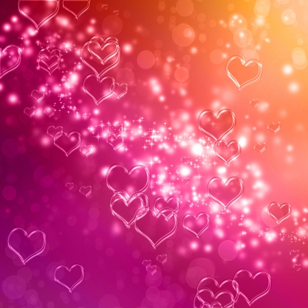 Clear shiny hearts background (pink and orange)の写真素材