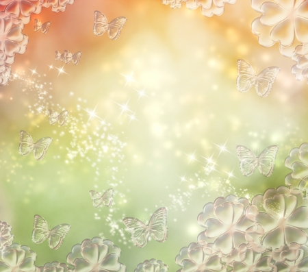 Bright butterfly orange and green pastel lights background の写真素材