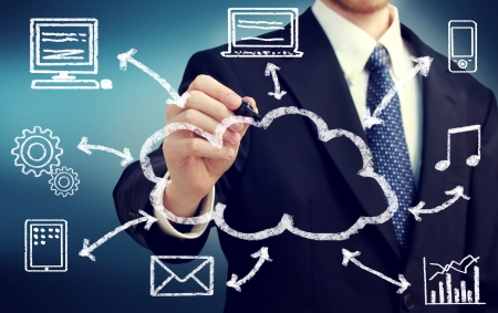 Businessman with cloud computing and connectivity conceptの写真素材