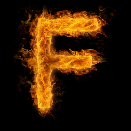 Fiery uppercase letter Fの写真素材