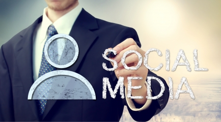 Businessman with Social Media Conceptの写真素材