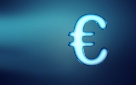 Euro icon on a navy blue backgroundの写真素材