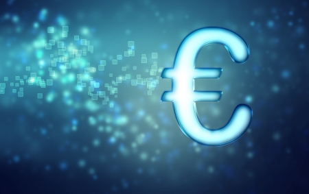Euro on abstract blue light backgroundの写真素材