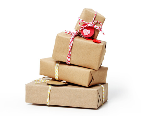 Stack of handcraft gift boxes の写真素材