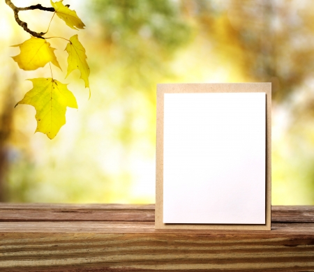 Handmade greeting card on shinning fall の写真素材