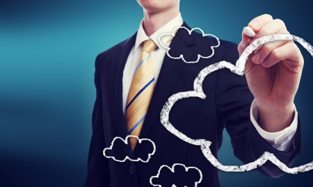 Business man with connectivity via cloud computing conceptの写真素材