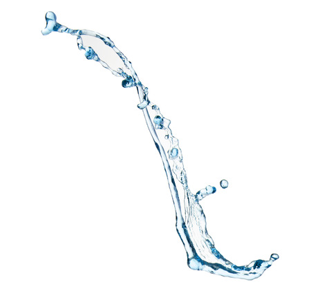 Blue water splash isolated on white backgroundの写真素材