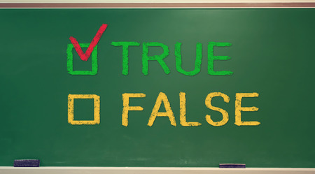 TRUE or FALSE check box on green chalkboardの写真素材