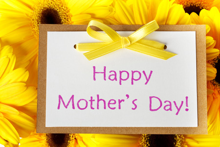 Mothers day message card with yellow gerberasの写真素材