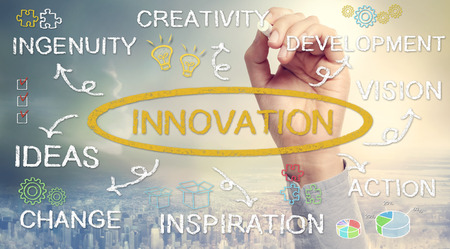 Hand drawing business innovation concept with cartoonの写真素材