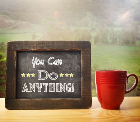 You Can Do Anything inscribed on blackboard rustic styleの写真素材