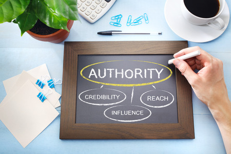 Authority and its sources mapped out on a blackboardの写真素材