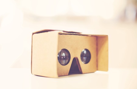 New virtual reality cardboard headset device for smartphonesの写真素材