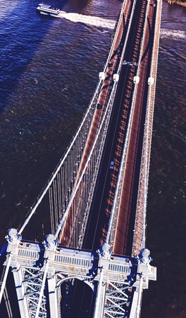 Aerial view of the Manhattan Bridge over the East River in New York City