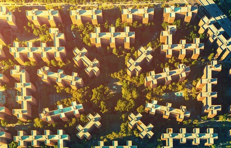 Aerial view of Stuyvesant Town and Peter Cooper Village in Manhattan, New York Cityの写真素材