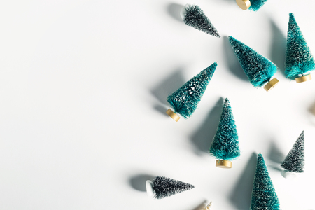 Collection of small Christmas trees from top viewの写真素材
