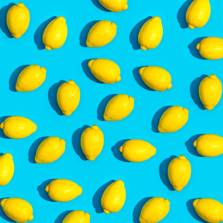 Series of lemons on a blue background