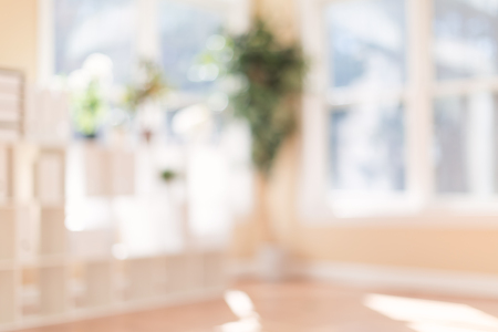 Blurred bright background interior home with natural sunlightの写真素材