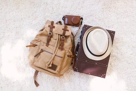 Packing a suitcase for a tripの写真素材