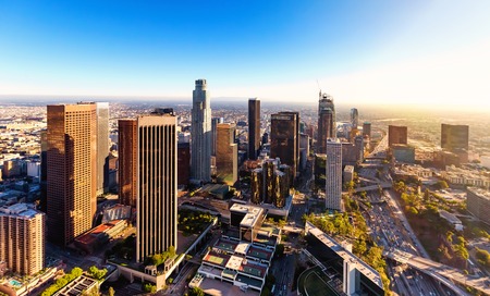 Aerial view of a Downtown Los Angeles