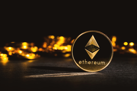 Ethereum ether coin on a dark background