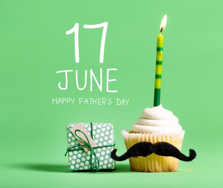 Fathers day message with cupcake with a moustacheの写真素材