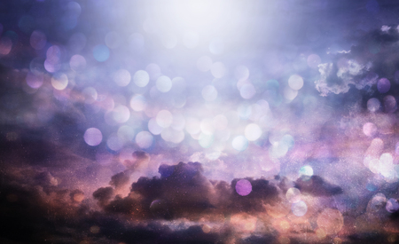 Beautiful abstract shiny light and cludscape backgroundの写真素材