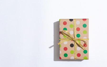 Christmas gift box on a white backgroundの写真素材