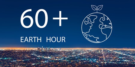 Earth hour with downtown Los Angeles at night