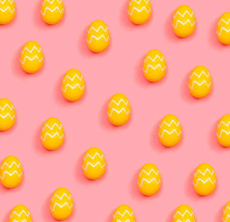 Colorful Easter eggs overhead view flat layの写真素材