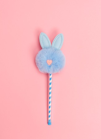 Easter bunny holiday ornament object on a pink backgroundの写真素材