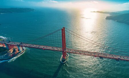 Aerial view of the Golden Gate Bridge in San Francisco, CA