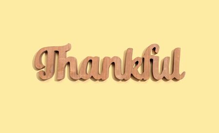 Thankful wooden text from above - overhead viewの写真素材