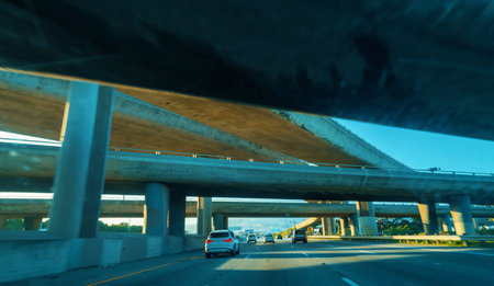 SAN FRANCISCO- MAY 1st 2019: Traffic travels on the expressway in San Francisco, CAのeditorial素材